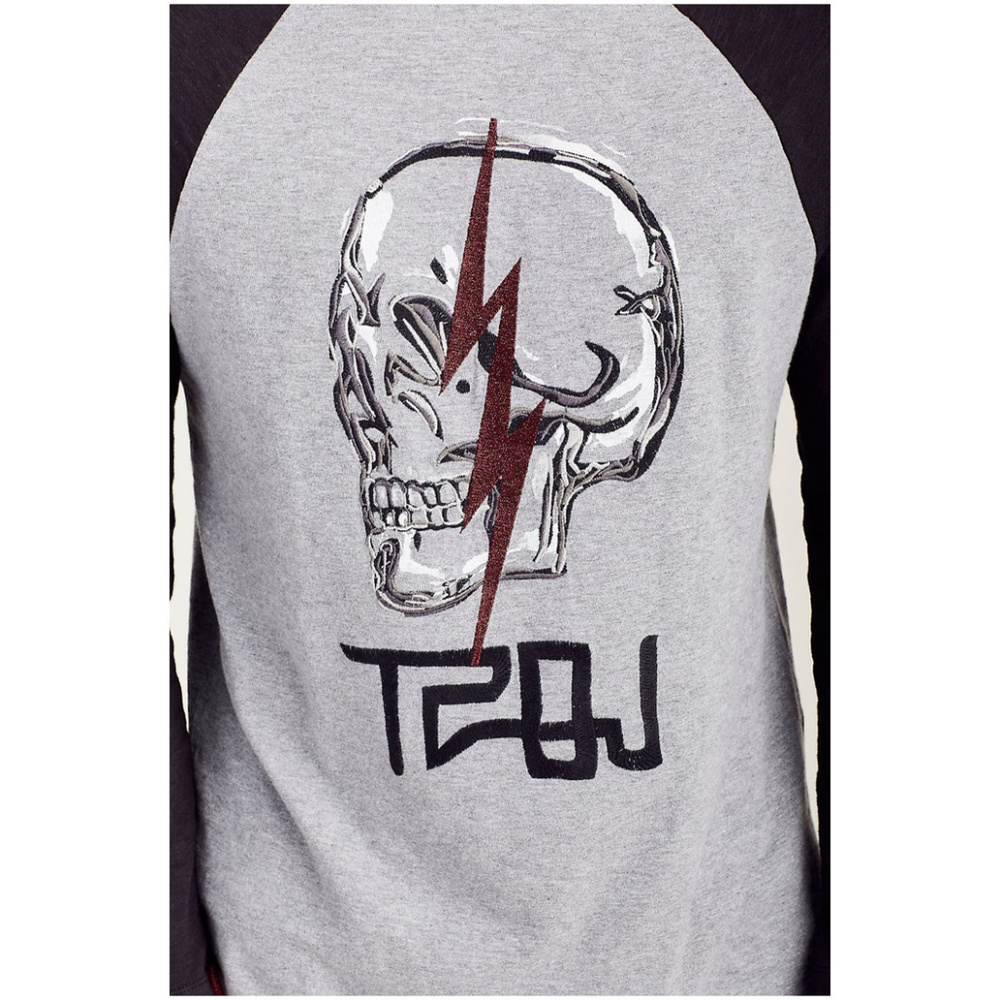 True Religion Men's TRBJ Skull Raglan Long Sleeve Tee T-Shirt - Picture 4 of 4